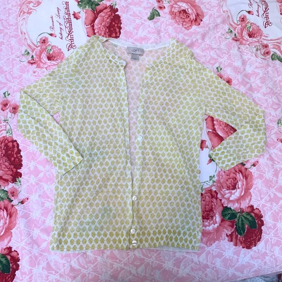 LOFT Sweaters - Loft Yellow Light weighted open cardigan XS